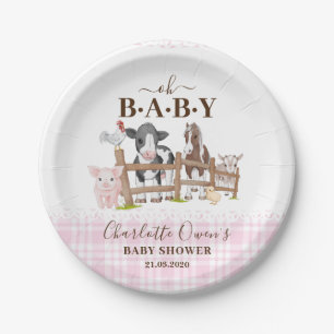 Assiettes En Carton Cute Farm Animaux Barnyard Baby shower