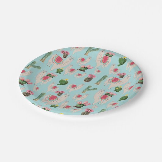 Assiettes En Carton Cute Fiesta Llama & Cactus Motif (Angle)