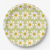 Assiettes En Carton Cute Floral Daisy Motif vert (Devant)