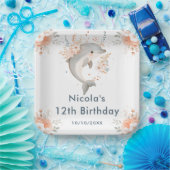 Assiettes En Carton Cute Floral Dolphin Birthday Party (Fête)