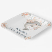 Assiettes En Carton Cute Floral Dolphin Birthday Party (Angulaire)