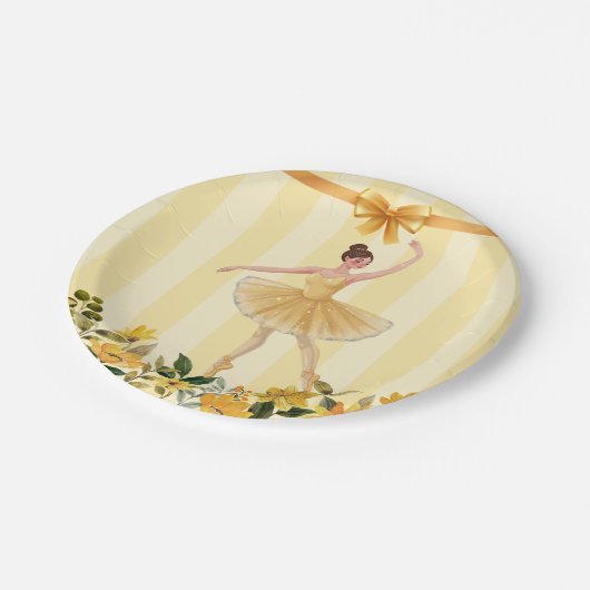 Assiettes En Carton Cute Floral Jaune Ballerina Baby shower (Angle)