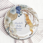 Assiettes En Carton Cute Fox bois aquarelle Baby shower Floral<br><div class="desc">Cute Woodland Fox Aquarelle Floral Baby shower Papier Plaques comporte un renard entouré de plumes et de fleurs Boho. Personnalisez en modifiant le texte dans les zones de texte fournies. Conçu par ©Evco Studio www.zazzle.com/store/evcostudio</div>