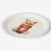 Assiettes En Carton Cute Fox Pup in a Red Scarf (Angle)