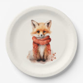 Assiettes En Carton Cute Fox Pup in a Red Scarf (Devant)