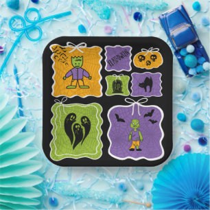 Assiettes En Carton Cute Frankenstein Coquette Halloween