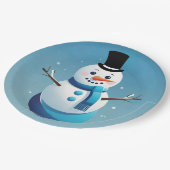Assiettes En Carton Cute Frosty Snowman Illustration Plaque en papier (Angle)