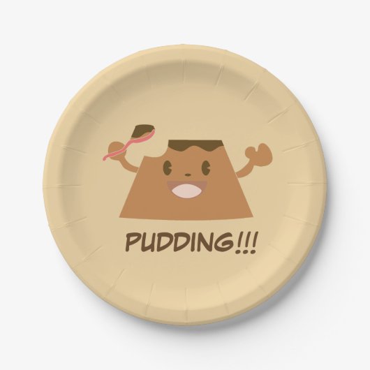 Assiettes En Carton Cute Funny Kawaii PUDDING au chocolat ! ! ! ! (Devant)
