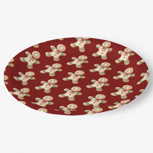 Assiettes En Carton Cute Gingerbread Red Christmas Paper Plate (Angle)