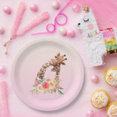 Assiettes En Carton Cute Giraffe Aquarelle Maman & Bébé (Fête)