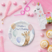 Assiettes En Carton Cute Giraffe Balloon Boy Premier Anniversaire (Fête)