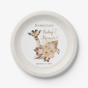 Assiettes En Carton Cute Giraffe Boho Grasses séchées Baby shower