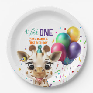 Assiettes En Carton Cute Giraffe Colorful Confetti Anniversaire de enf