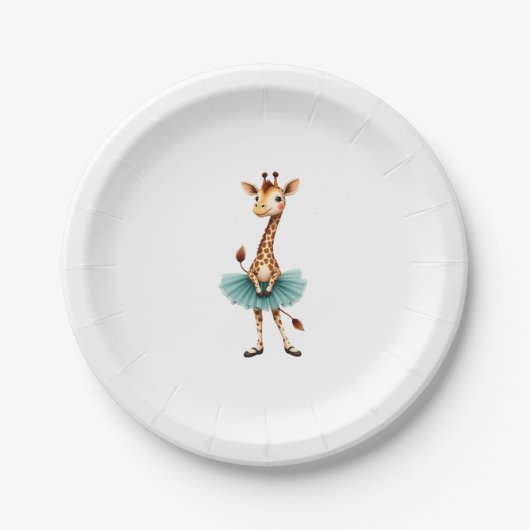 Assiettes En Carton Cute giraffe in a tutu dancing as a ballerina, gif (Devant)
