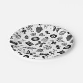Assiettes En Carton Cute Girl Noir Blanc Motif esthétique (Angle)