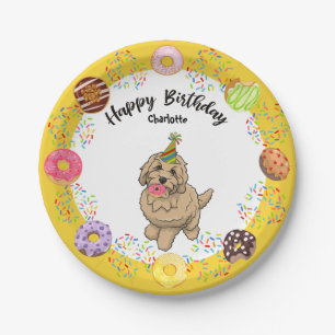 Assiettes En Carton Cute Goldendoodle Dog Birthday Party Plaque papier