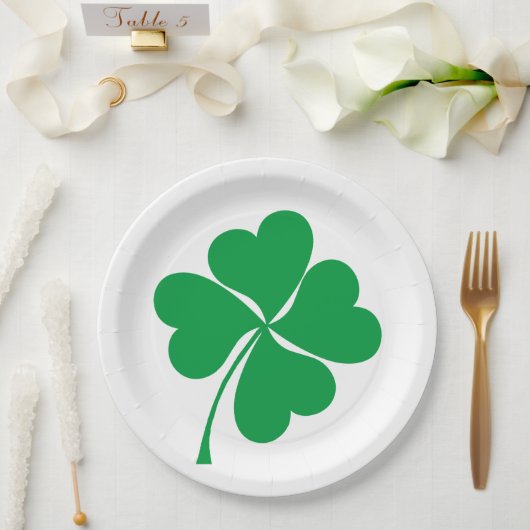 Assiettes En Carton Cute Green Lucky 4 coeur feuille Clover shamrock (Mariage)