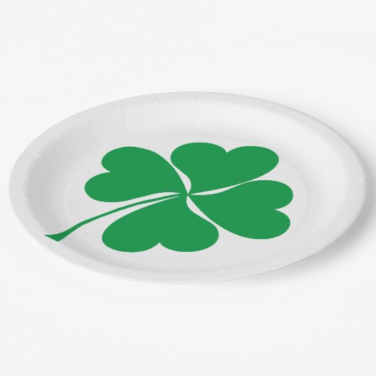 Assiettes En Carton Cute Green Lucky 4 coeur feuille Clover shamrock (Angle)