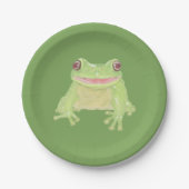 Assiettes En Carton Cute Green Tree Frog - simple transparent. (Devant)
