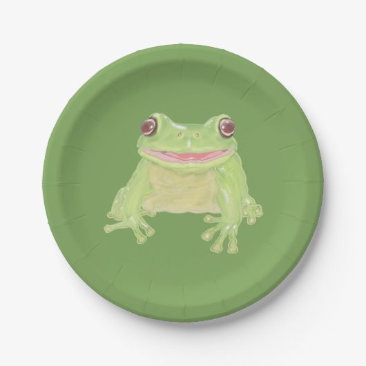 Assiettes En Carton Cute Green Tree Frog - simple transparent. (Devant)