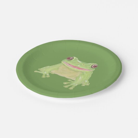 Assiettes En Carton Cute Green Tree Frog - simple transparent. (Angle)