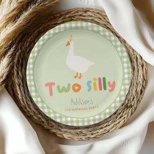 Assiettes En Carton Cute Green Two Silly Goose 2e anniversaire