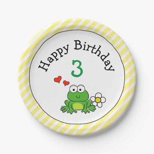 Assiettes En Carton Cute grenouille Anniversaire Plaque papier (Devant)