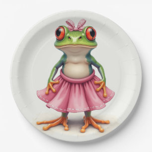 Assiettes En Carton Cute grenouille en rose