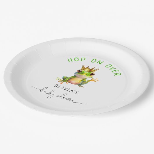 Assiettes En Carton Cute Grenouille Prince Bébé Garçon Douche Plaques (Angle)