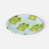 Assiettes En Carton Cute grenouille verte sur bleu (Angle)