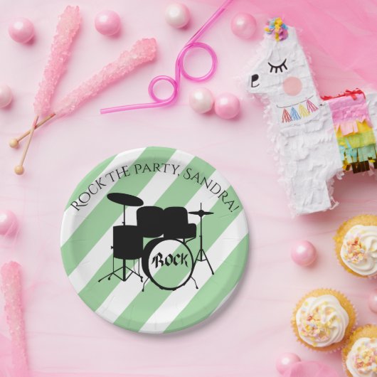 Assiettes En Carton Cute Guitare Rock Et Roulez Instruments De Musique (Fête)
