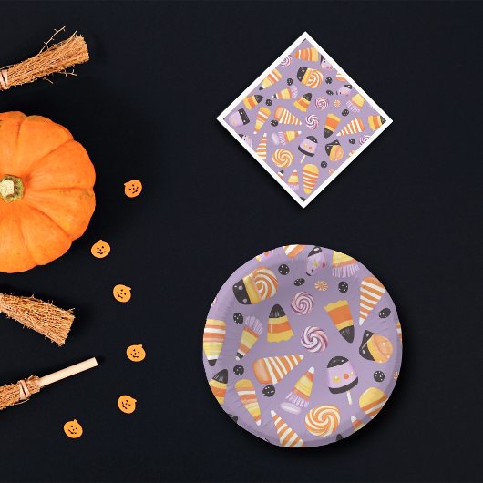 Assiettes En Carton Cute Halloween Candycorn Motif