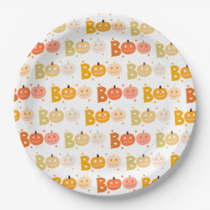 Assiettes En Carton Cute Halloween Éffrayant Boo Citrouille Déplaisant