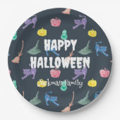 Assiettes En Carton Cute Halloween personnalisable avec chauves-souris (Devant)