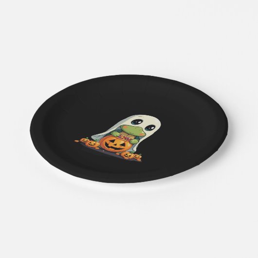 Assiettes En Carton Cute Halloween Turtle Ghost avec bonbon (5) (Angle)