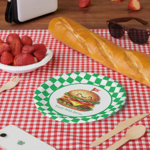 Assiettes En Carton Cute hamburger cuisine party personnalisable