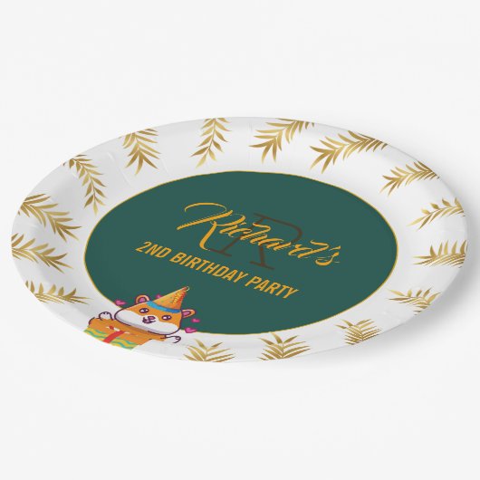 Assiettes En Carton Cute Hamster Green à thème Fête d'anniversaire des (Angle)