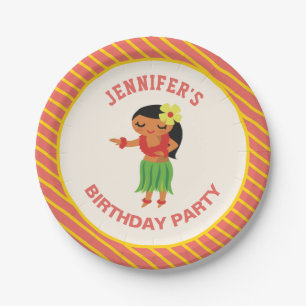 Assiettes En Carton Cute Hawaiian Hula Girl Luau Anniversaire