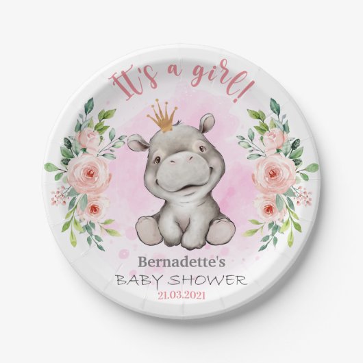 Assiettes En Carton Cute Hippo C'est une plaque de papier Baby shower  (Devant)