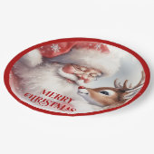 Assiettes En Carton Cute Holiday Party Plates Santa and Rudolph (Angle)