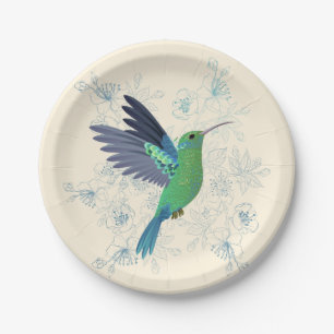 Assiettes En Carton Cute Hummingbird Floral