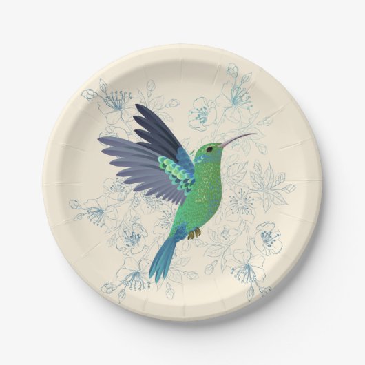 Assiettes En Carton Cute Hummingbird Floral (Devant)
