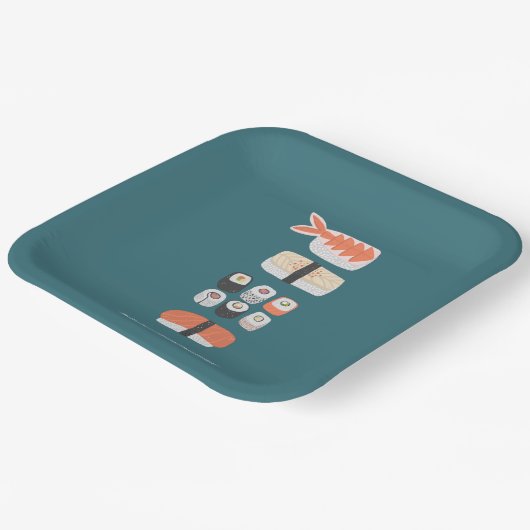 Assiettes En Carton Cute Japonais Sushi Personnalisé (Angulaire)