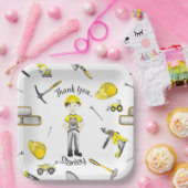 Assiettes En Carton Cute Jaune Construction Camion Motif (Fête)