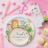 Assiettes En Carton Cute Jungle Animaux Baby shower verdoyant Annivers (Fête)