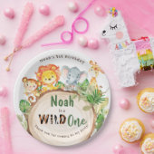 Assiettes En Carton Cute Jungle Animaux Végétation 1er Anniversaire Sa (Fête)