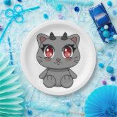 Assiettes En Carton Cute Kawaii Demon Chat (Fête)