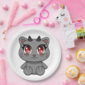 Assiettes En Carton Cute Kawaii Demon Chat (Fête)