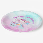 Assiettes En Carton Cute Kawaii Dreamy Unicorn Rainbow Cloud Anniversa (Angle)