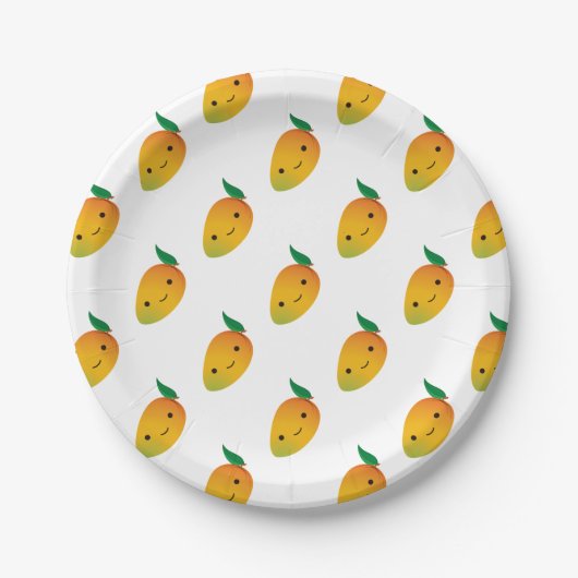 Assiettes En Carton Cute Kawaii Mango souriant (Devant)